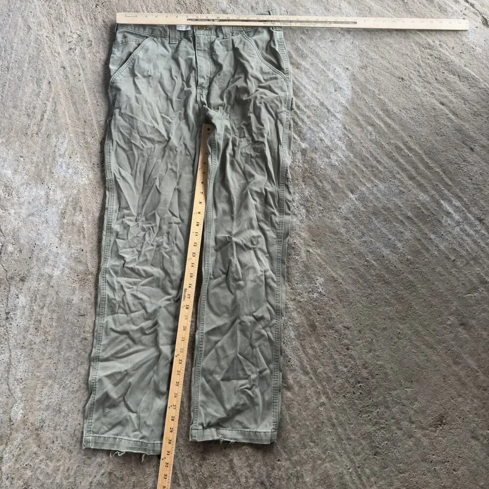 VINTAGE B324 ARG GREEN CARHARTT RELAXED FIT CARPENTER PANTS 33X34 LOOSE
